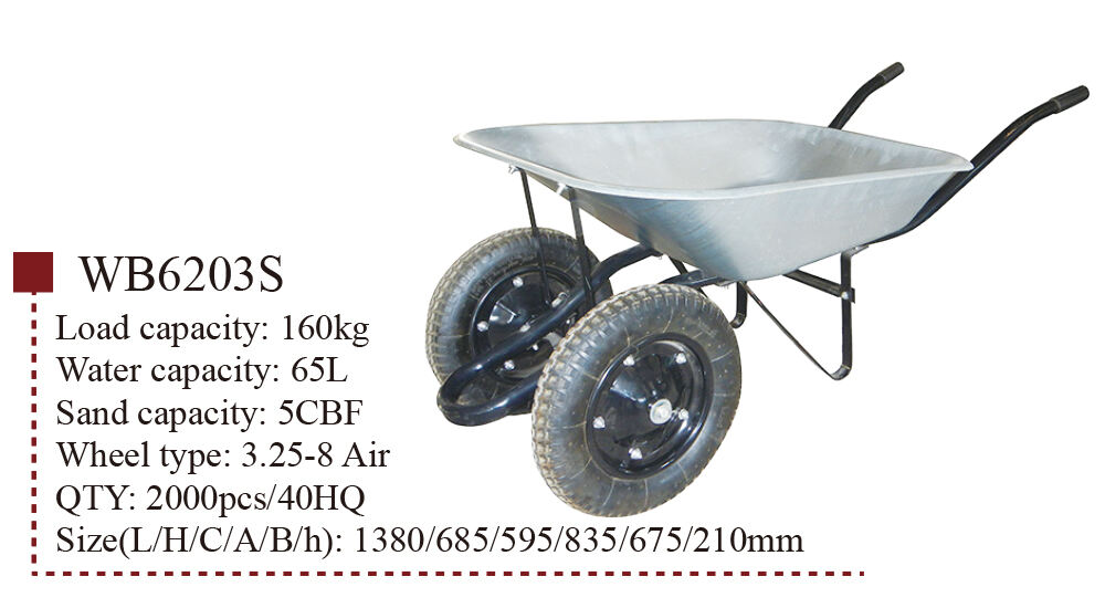 WB6203S 2 Wheel Wheelbarrow, Wheel Barrow, for Garden Construction Building, with Steel Framed, 3.25-8 Pneumatic Wheel factory