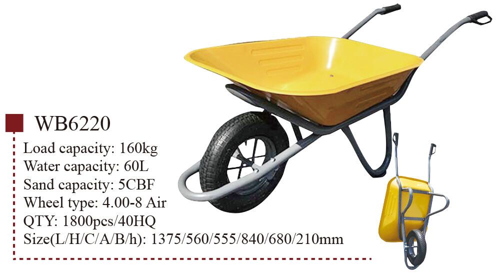 WB6220 Wheelbarrow, Wheel Barrow, for Construction Garden Building, with Steel Framed, 4.00-8 Pneumatic Wheel factory