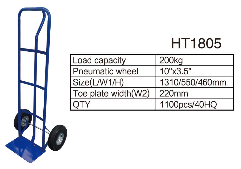 Caminhão de mão de aço HT1805, carrinho de carrinho de mão, com fornecedor de roda pneumática de 10x3.5 polegadas