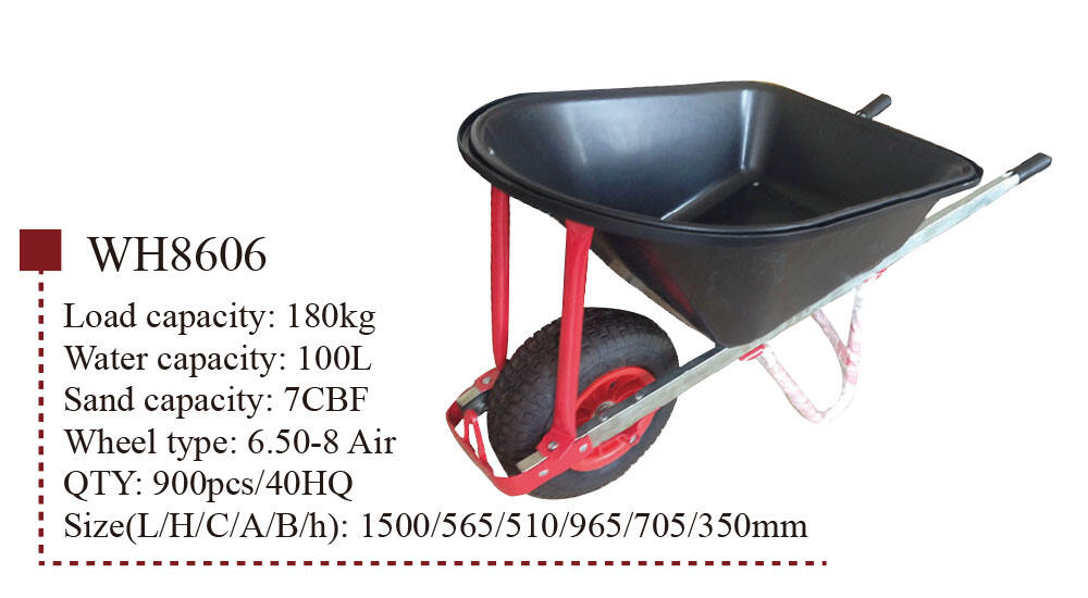 WH8606 Wheelbarrow, Wheel Barrow for Construction Garden Building, with 6.50-8 Pneumatic Wheel supplier