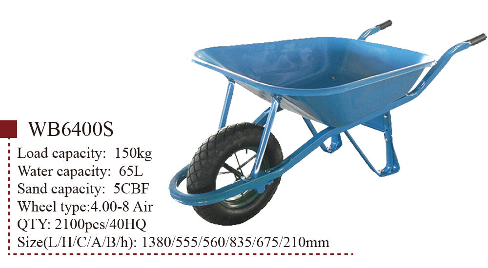 عربة اليد WB6400S، عربة العجلات لمبنى تشييد الحدائق، مع تصنيع العجلات الهوائية 4.00-8