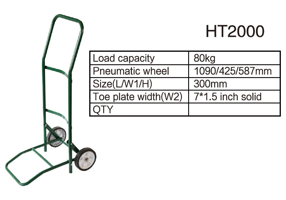 Diable HT2000, chariot à main en acier, avec usine de roues solides de 7x1.5 pouces