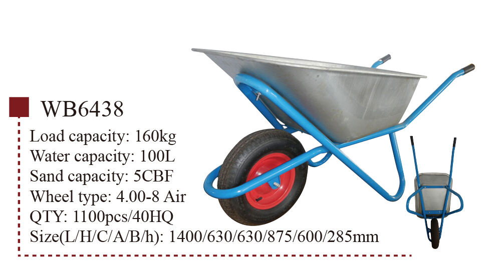 WB6438 Wheelbarrow, Wheel Barrow, for Garden Construction Building, with Steel Framed, 4.00-8 Pneumatic Wheel factory