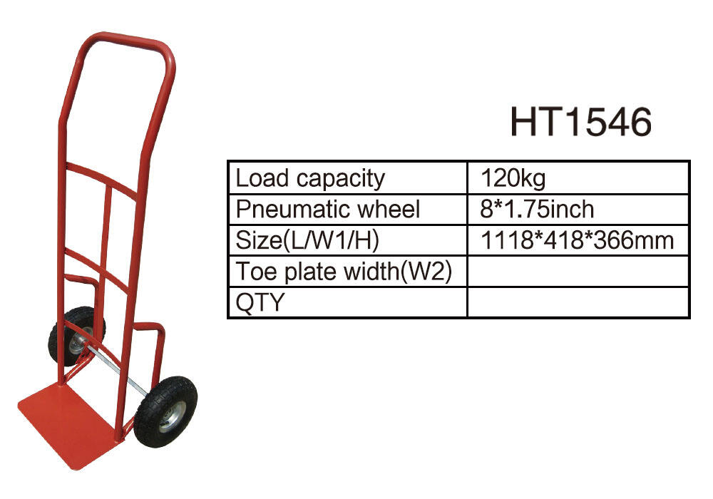 شاحنة يدوية فولاذية HT1546، عربة يدوية بعجلات دوللي، مع تصنيع عجلة هوائية مقاس 8 × 1.75 بوصة