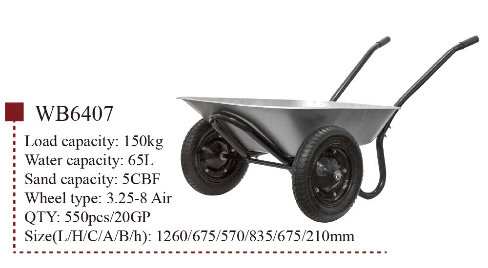 WB6407 2 Wheel Wheelbarrow, Wheel Barrow, for Garden Construction Building, with Steel Framed, 3.25-8 Pneumatic Wheel supplier