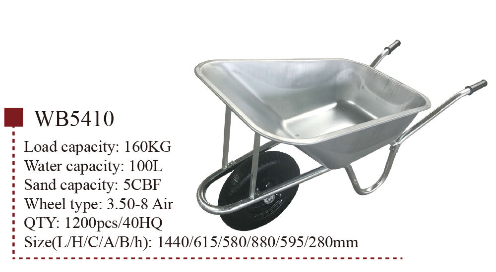 WB5410 Wheelbarrow, Wheel Barrow, for Garden Construction Building, with Steel Framed, 3.50-8 Pneumatic  Wheel details