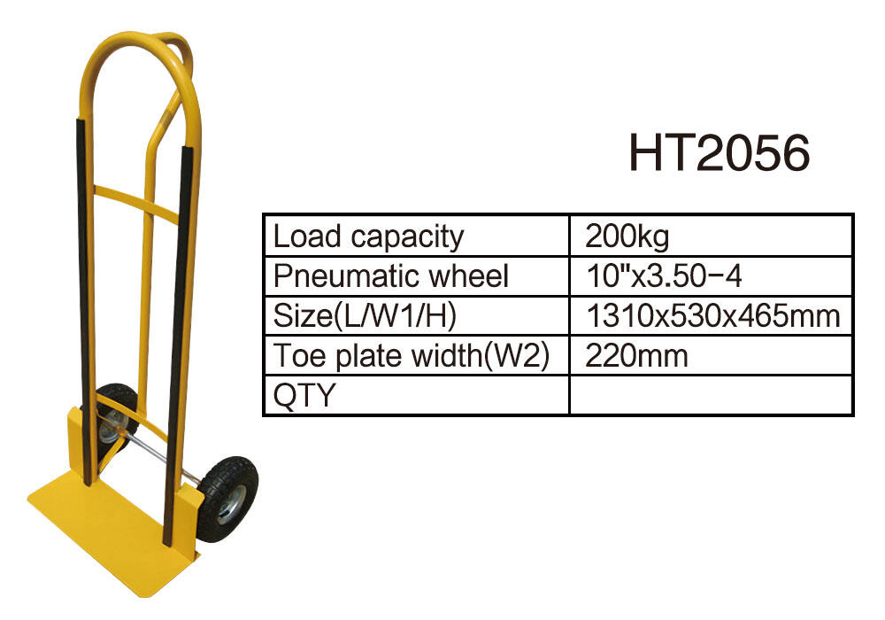 HT2056 شاحنة يدوية، عربة يد فولاذية دوللي، مع عجلة هوائية مقاس 10 بوصة 3.50-4 المزود