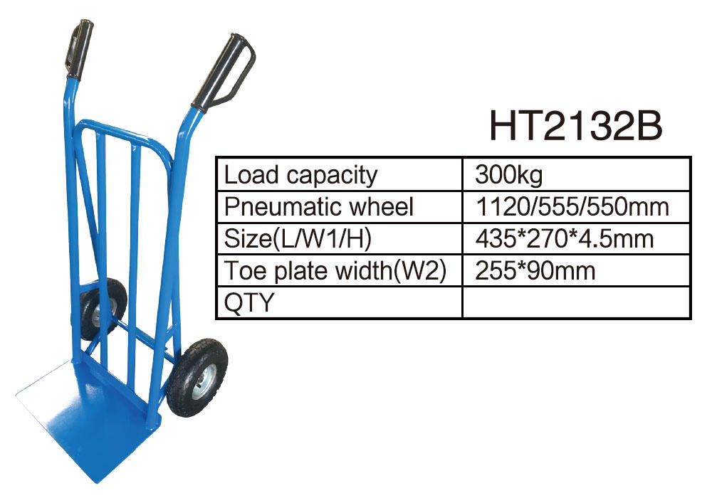 Xe đẩy tay HT2132B, Xe đẩy tay bằng thép Dolly, có bánh xe khí nén 10 inch 4.10/3.50-4