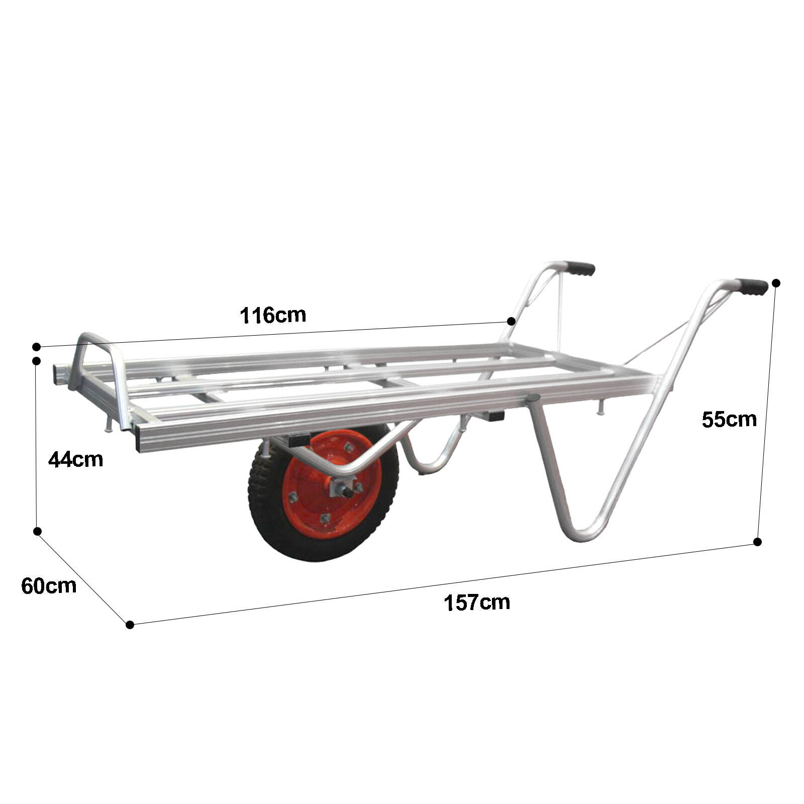 TC2404 Hand Platform Trolley Cart, Platform Aluminum Cart Trolley with 13" x 3" Pneumatic Tyre for Home Farming details