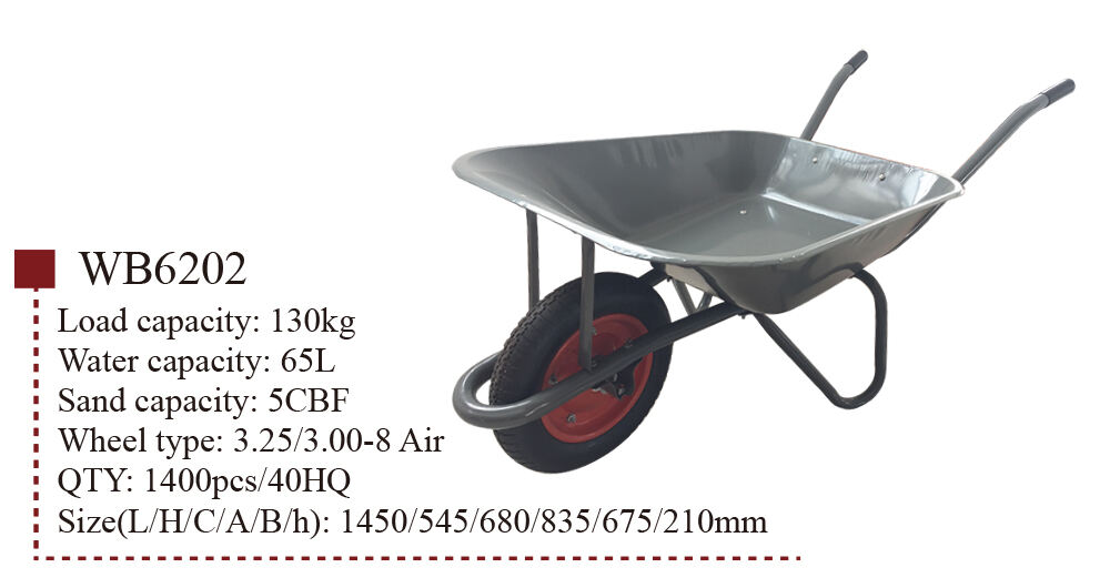 WB6202 Garden Wheelbarrow, Wheel Barrow for Construction Building, with 3.25-8, 3.00-8 Pneumatic Wheel supplier