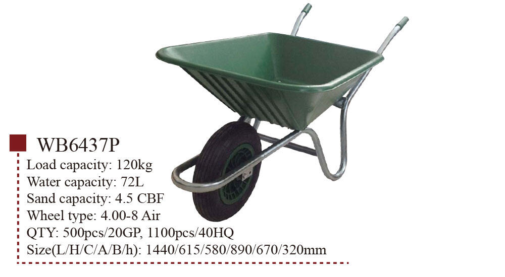 WB6437P Wheelbarrow, Wheel Barrow for Garden Construction Building, with 4.00-8 Pneumatic Wheel factory