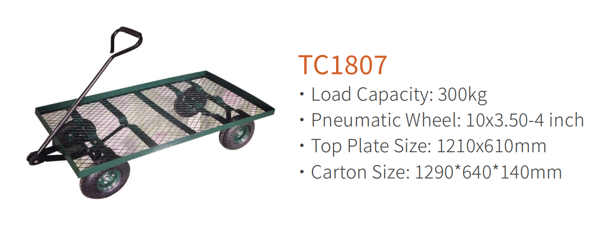 TC1807 메쉬 스틸 가든 트롤리 카트, 접이식 유틸리티 왜건, 10 x 3.50-4 인치 공압 휠, 300kg 용량 공급 업체