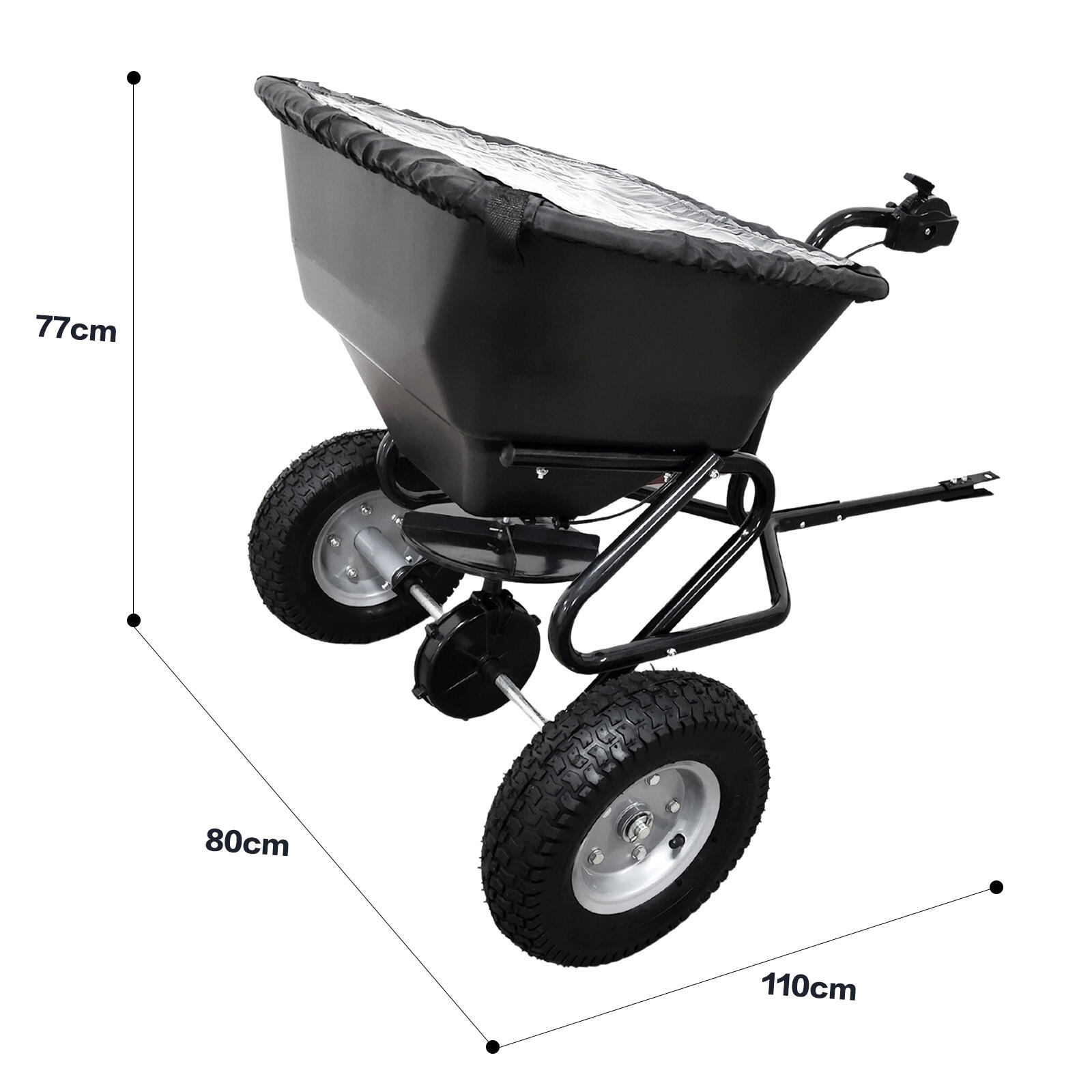 TC2414 Tow-Behind Broadcast Spreader, Tow Behind Seed Fertilizer Spreader for Farm, Lawn, Garden, with 5.00-6 Pneumatic Wheel manufacture