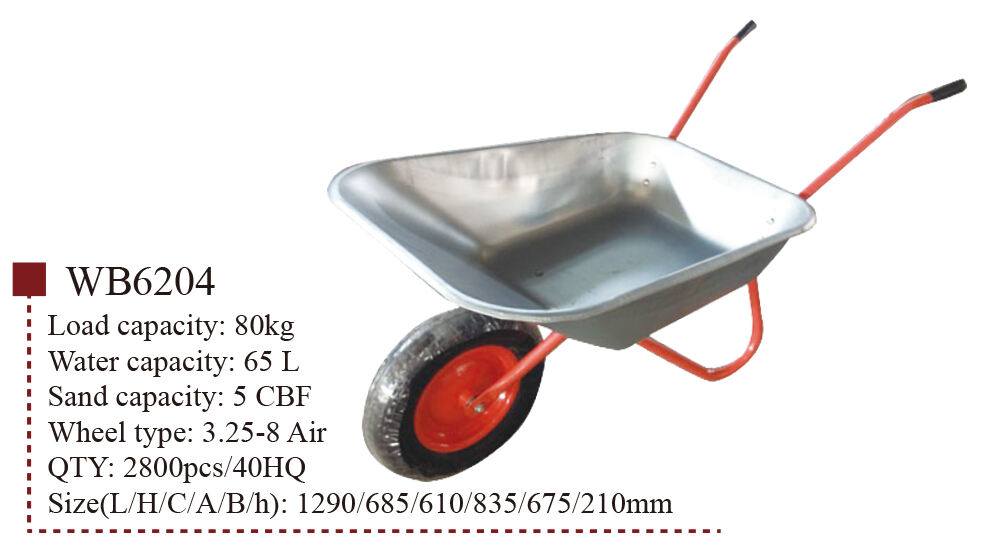 WB6204 Wheelbarrow, Wheel Barrow, ສໍາລັບການກໍ່ສ້າງສວນ, ມີກອບເຫຼັກ, 3.25-8 Pneumatic Wheel supplier