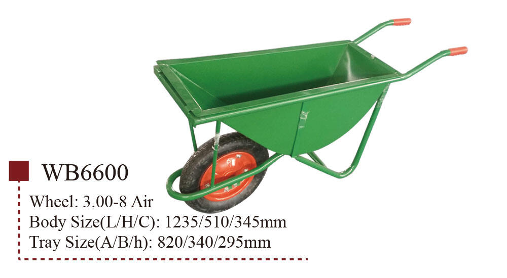 WB6600 Wheelbarrow, Wheel Barrow, for Garden Construction Building, with Steel Framed, 3.00-8 Pneumatic Wheel factory