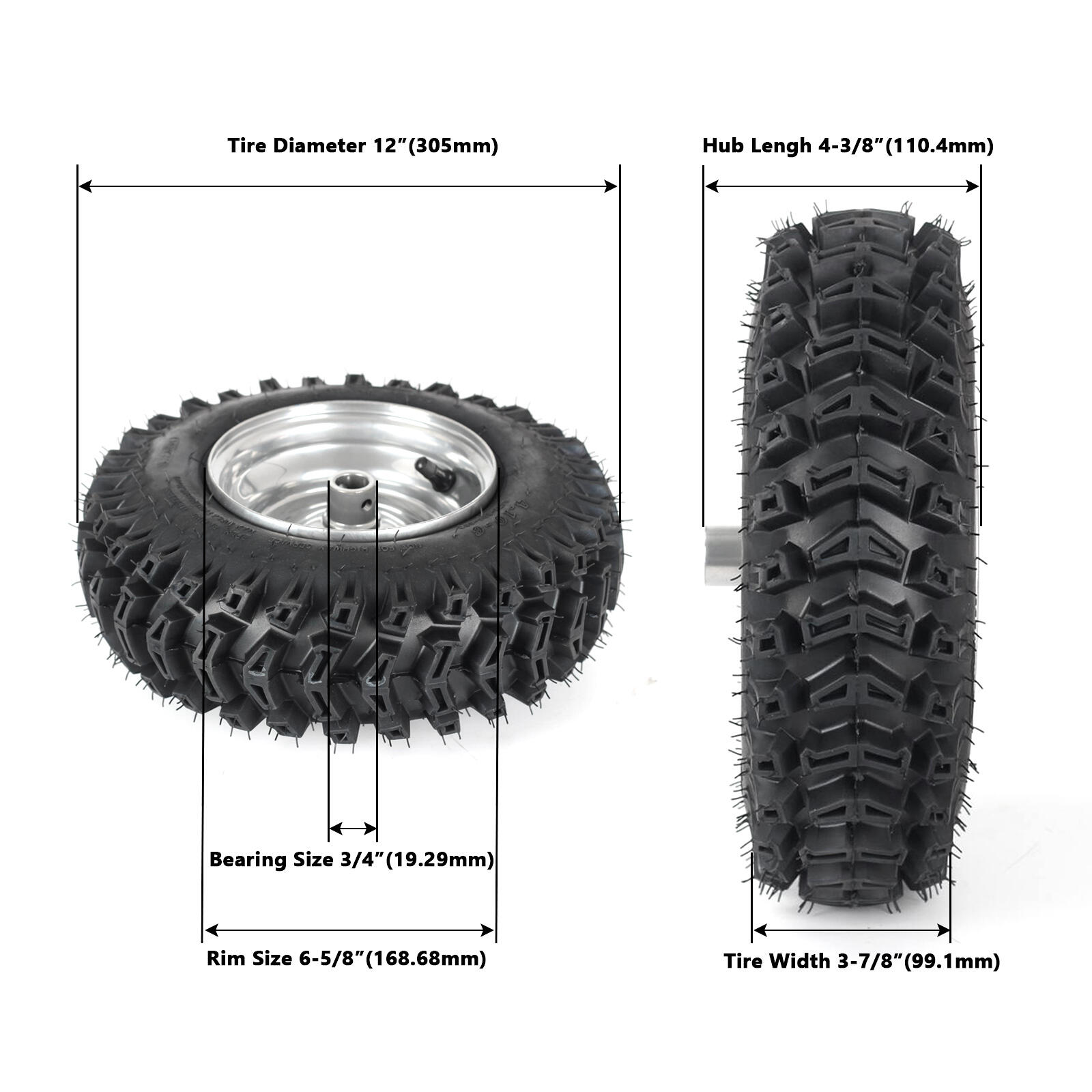 4.10-6 Tubeless Tire, Snow Plow Implement Thrower Tyre, Snow Blower Tires with Wheel Rims manufacture