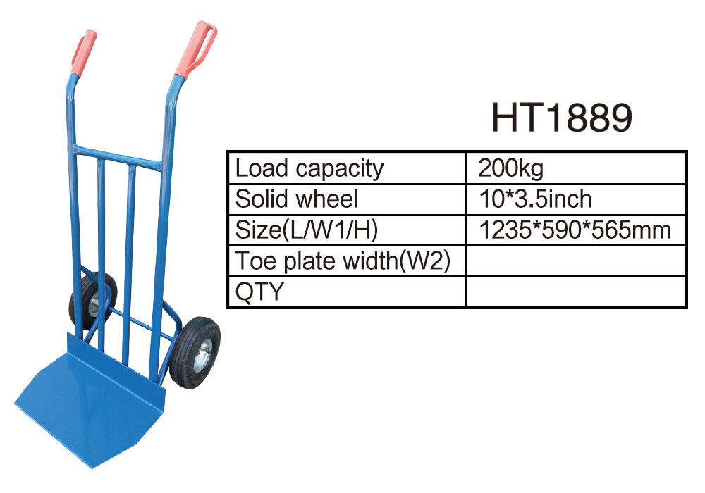 شاحنة يدوية فولاذية HT1889، عربة يدوية بعجلات دوللي، مع تصنيع عجلة هوائية مقاس 10 × 3.5 بوصة