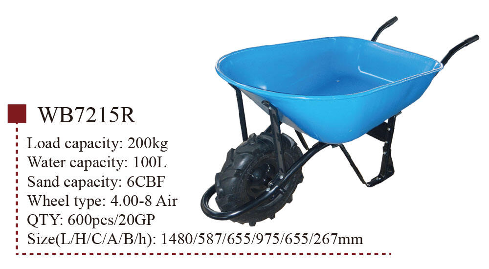 WB7215R Wheelbarrow, Wheel Barrow for Garden Construction Building, with 4.00-8 Pneumatic Wheel details