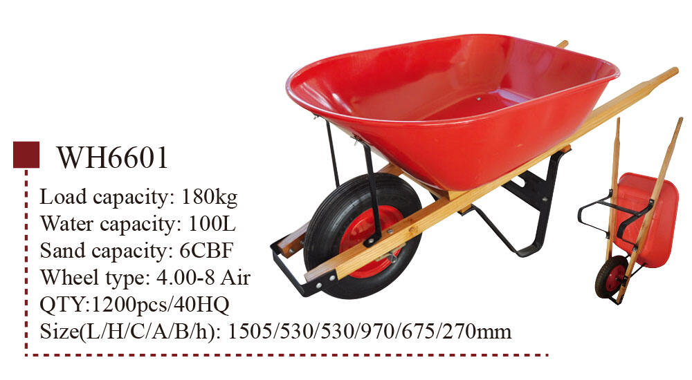 WH6601 Wheelbarrow, Wheel Barrow for Construction Garden Building, with 4.00-8 Pneumatic Wheel manufacture