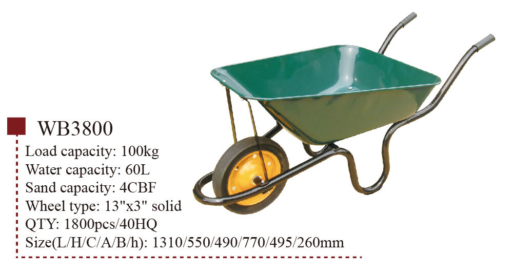 WB3800 Garden Wheelbarrow, Wheel Barrow, for Garden Construction Building, with Steel Framed, 13"x 3" Solid Wheel manufacture