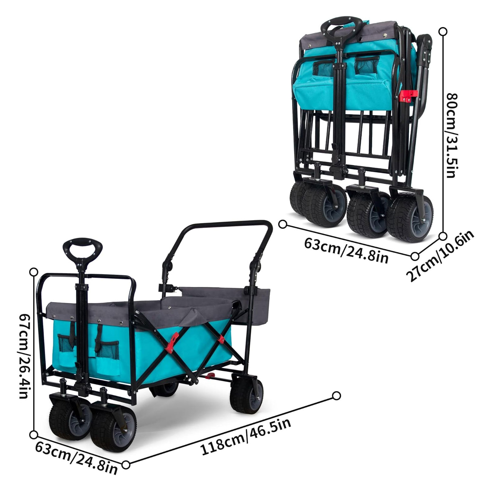 GT2139R Robuster zusammenklappbarer Campingwagen, zusammenklappbarer Mehrzweckwagen mit Überdachung, für Garten, Outdoor, Strand, Fabrik