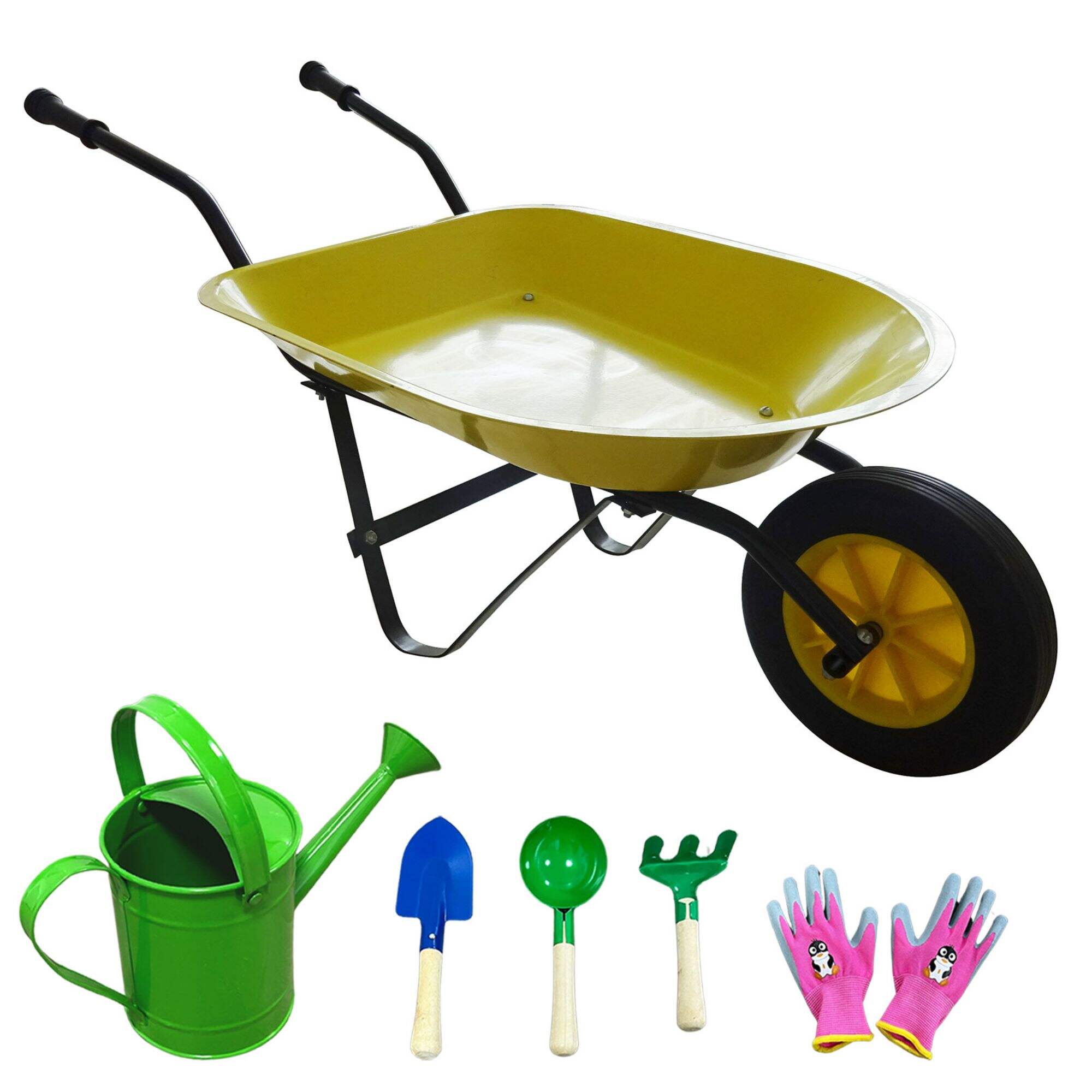 WB0104 Kid's Toy Wheelbarrow, Kids Gardening Tools with 8