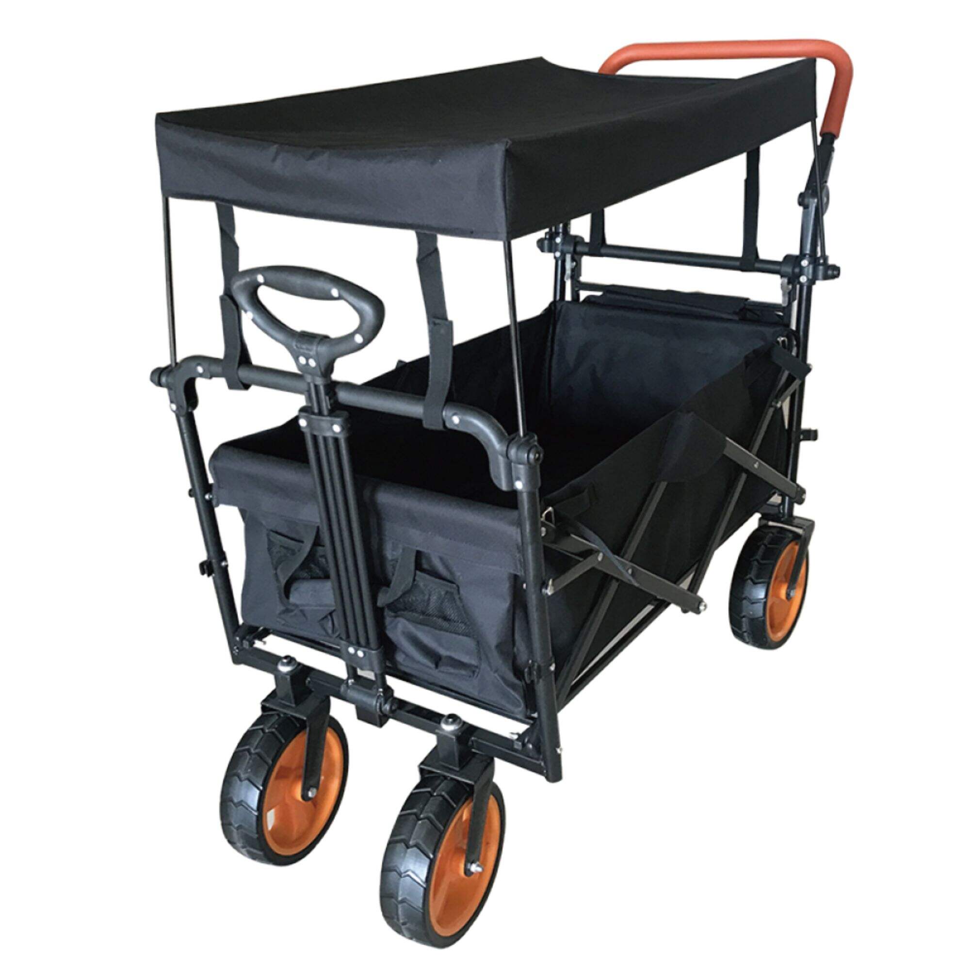GT1812 Collapsible Wagon, Folding Camping Garden Cart, with Removable Canopy 