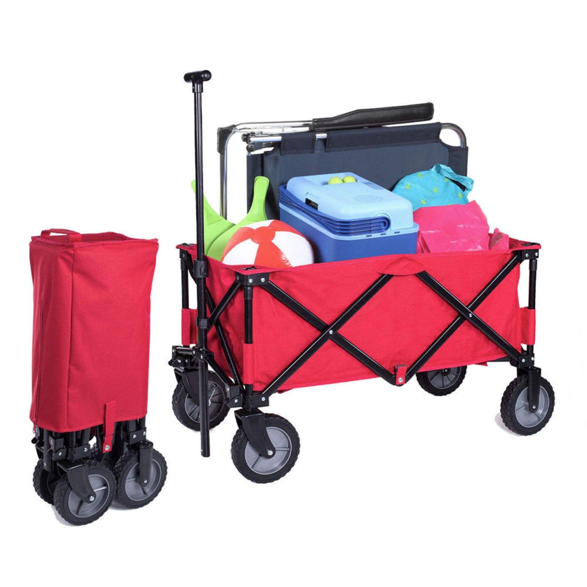 GT1805 Collapsible Folding Wagon, Utility Grocery Wagon, for Camping Garden Sports