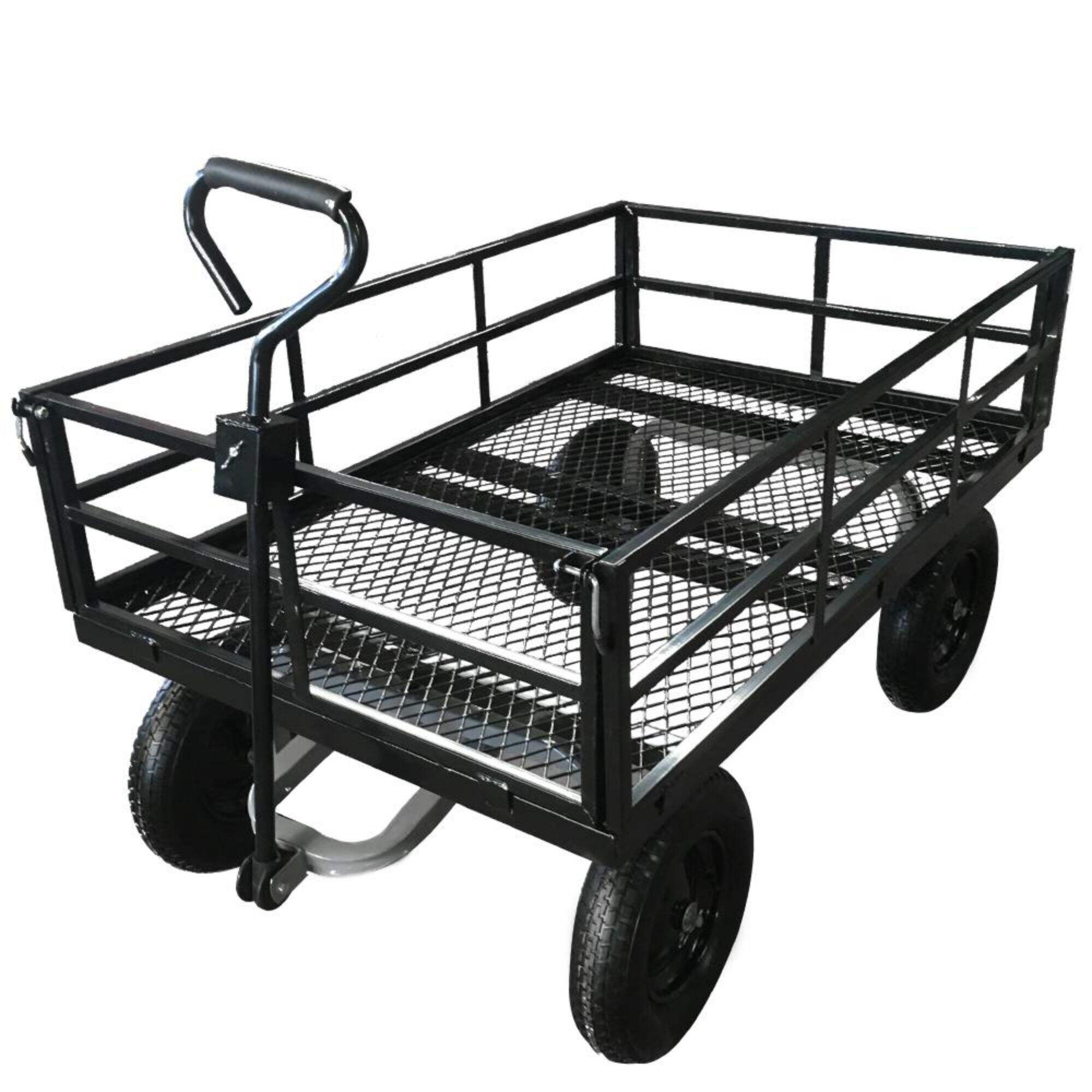 TC4206 Mesh Steel Garden Cart, Folding Utility Trolley Wagon, with Removable Sides, 16