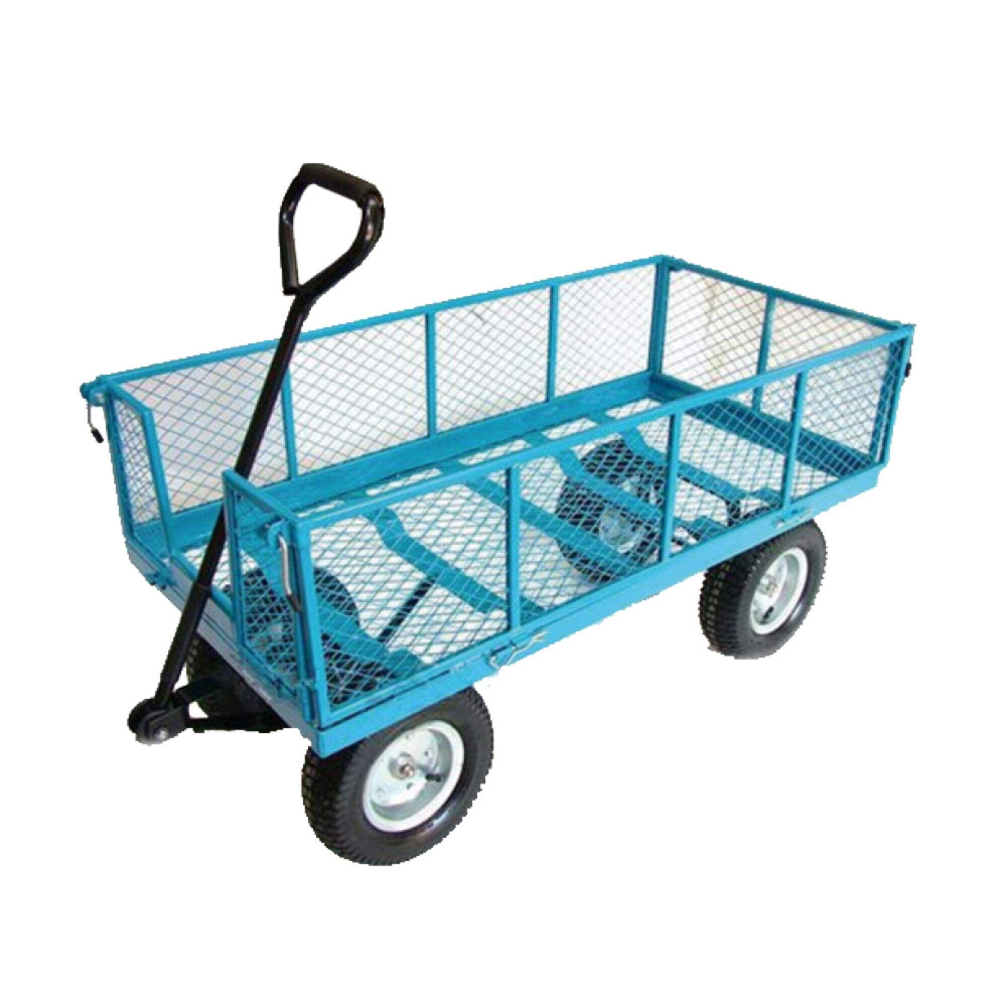 TC4205 Mesh Steel Garden Trolley Cart, Folding Utility Wagon, with Removable Sides, 13 x 5.00-6 Inch Pneumatic Wheel, 500KG Capacity