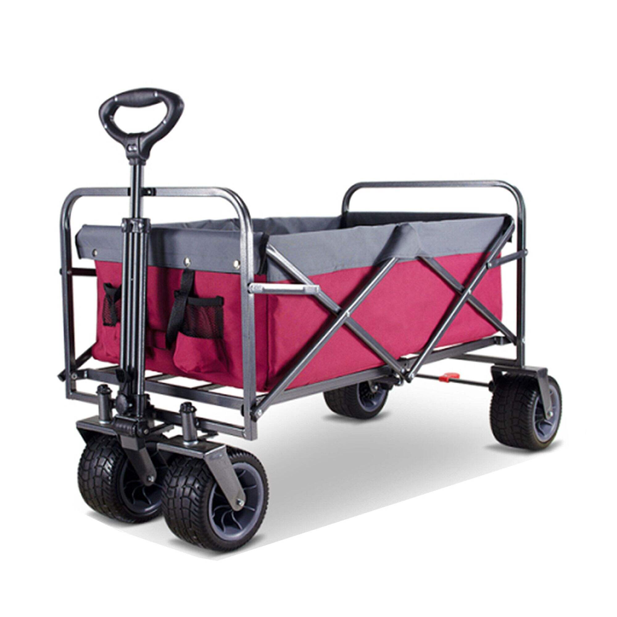 GT2133 Folding Utility Wagon Cart, Collapsible Outdoor Camping Wagon, for Beach Sand Sports Shopping, with 7x4inch PU Foam Wheel