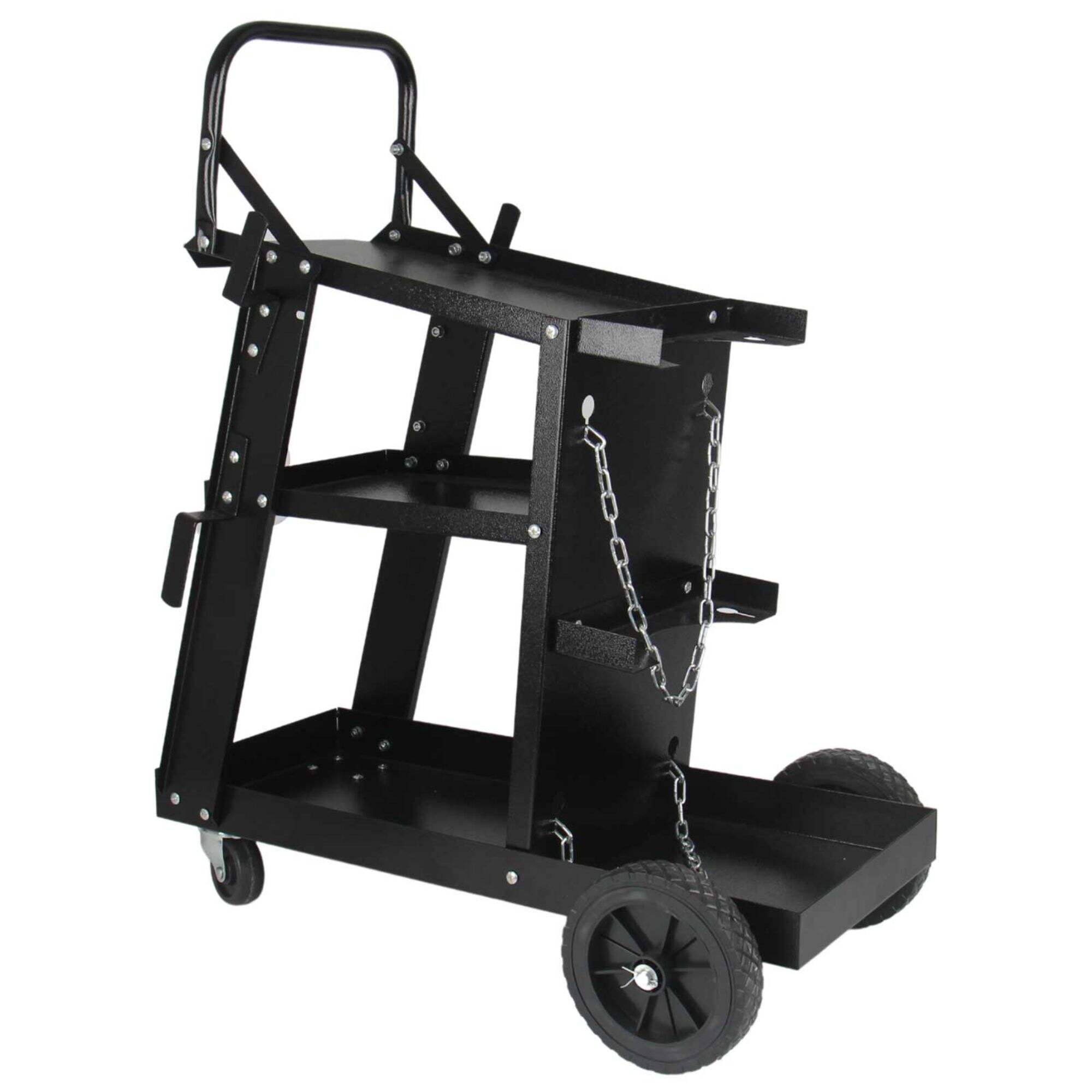 WT4220 Heavy Duty Rolling Welding Trolley Cart, Three-Layer Large Storage, for TIG MIG Welder and Plasma Cutter