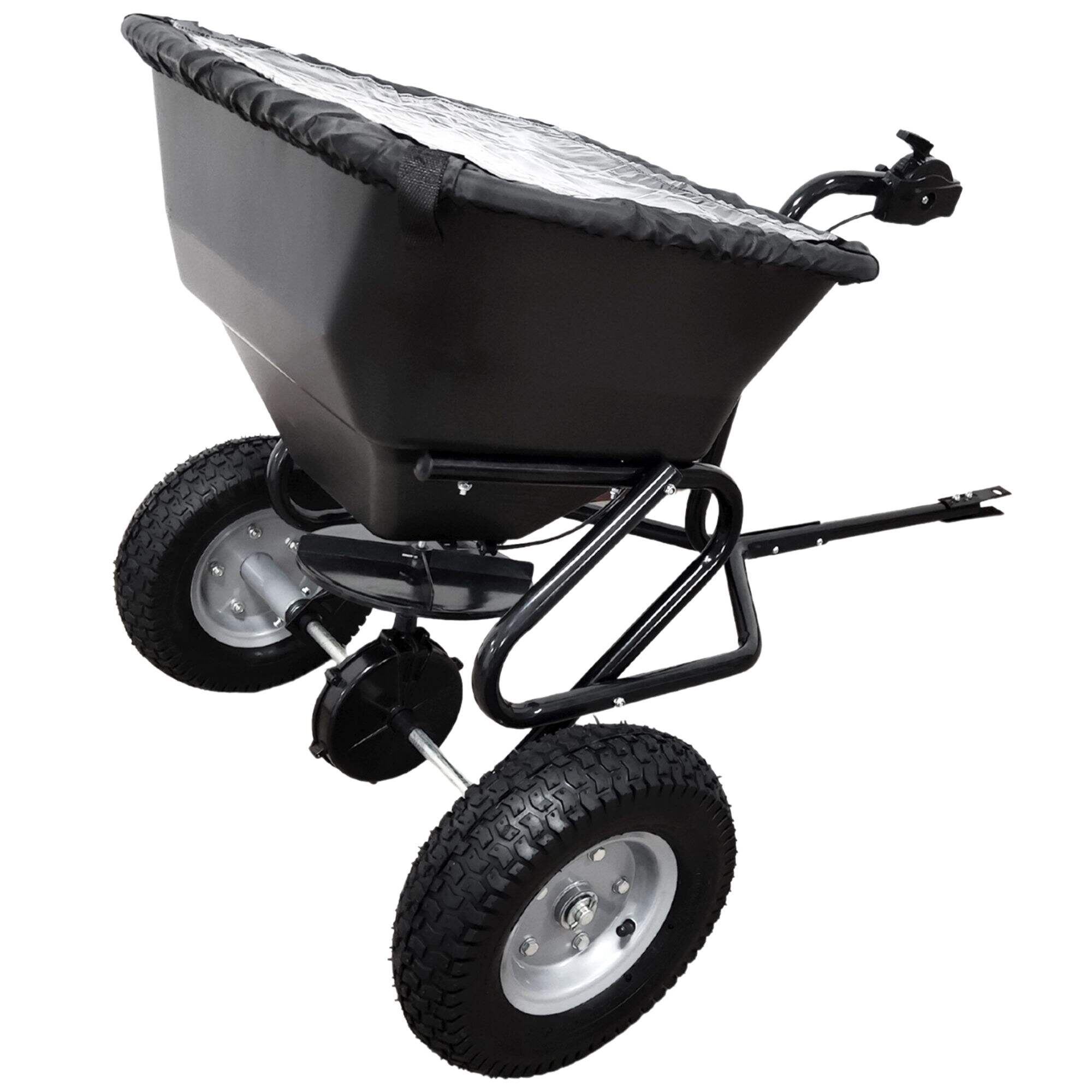 TC2414 Tow-Behind Broadcast Spreader, Tow Behind Seed Fertilizer Spreader for Farm, Lawn, Garden, with 5.00-6 Pneumatic Wheel