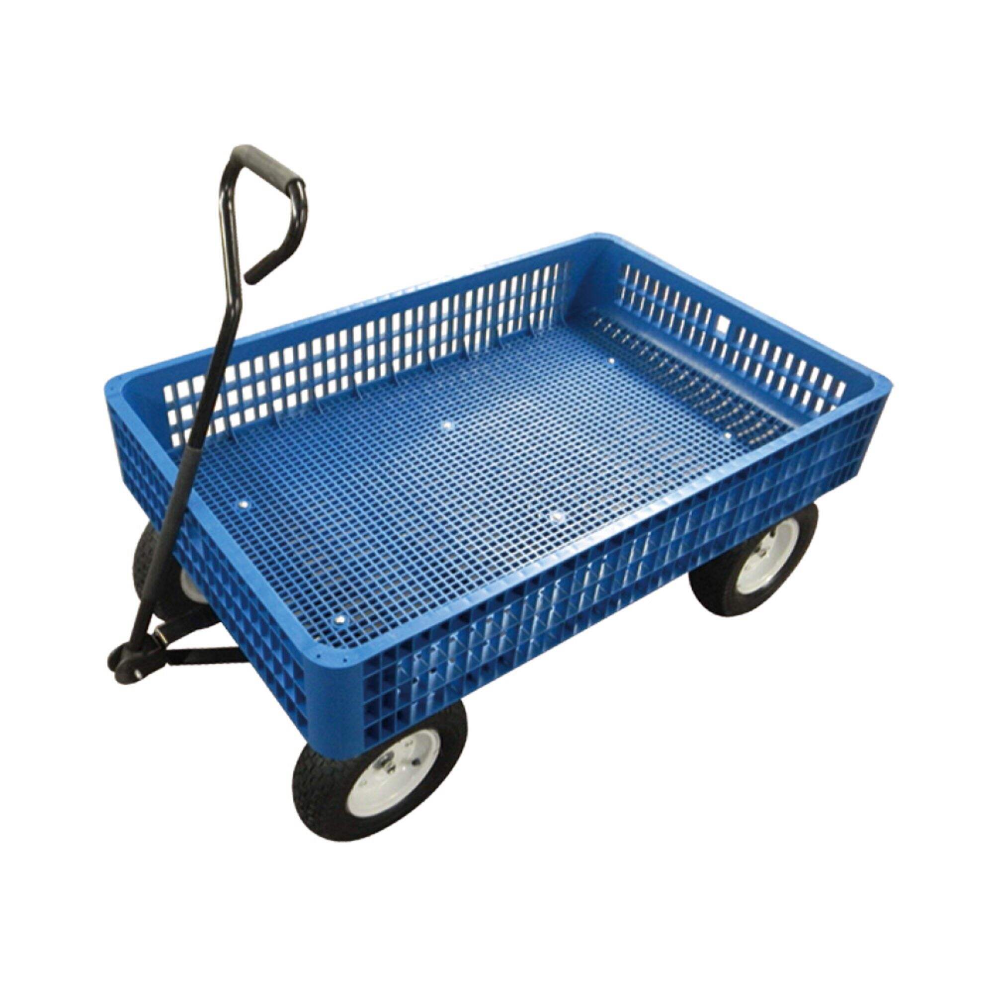 TC4208 Plastic Mesh Garden Beach Wagon Cart Trolley, with 13 x 5.00-6 Inch Pneumatic Wheel, 150KG Capacity