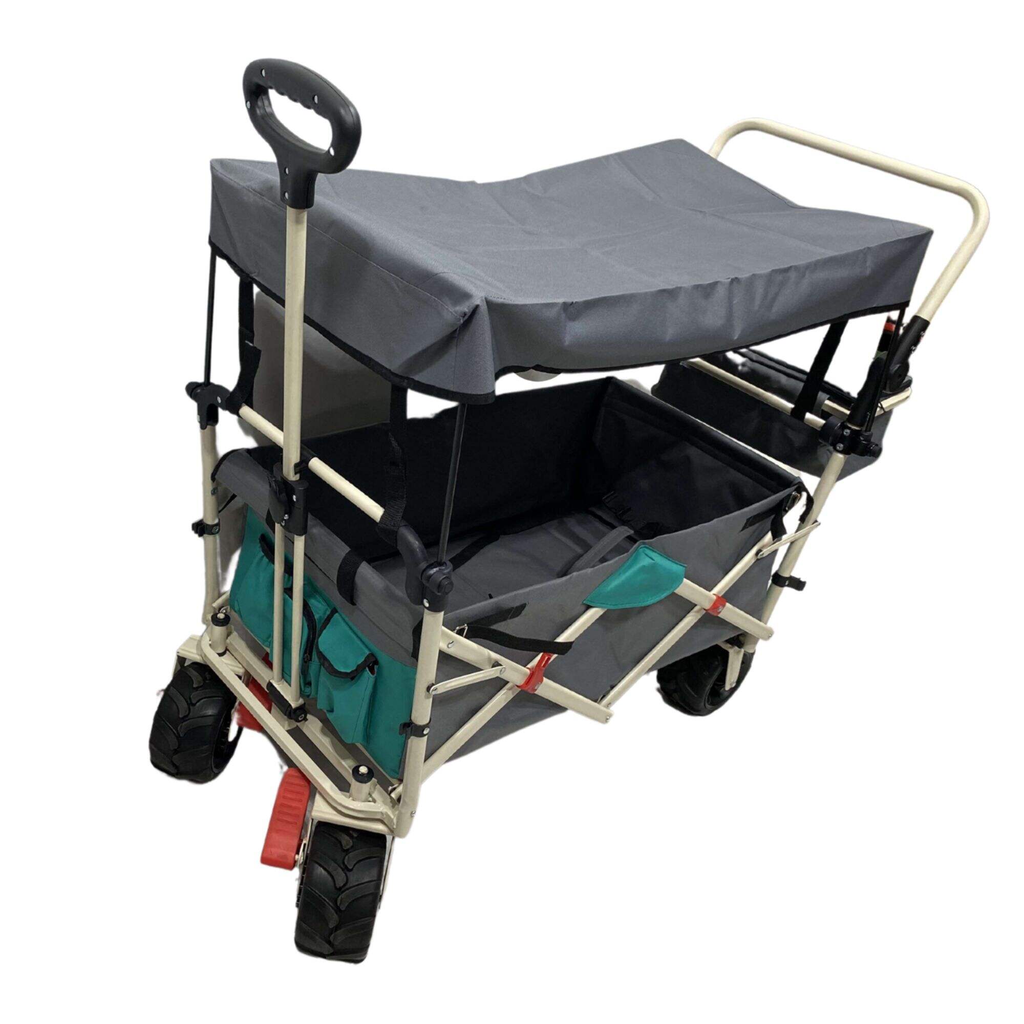 GT1813 Collapsible Camping Wagon, Folding Beach Cart, with Removable Canopy 