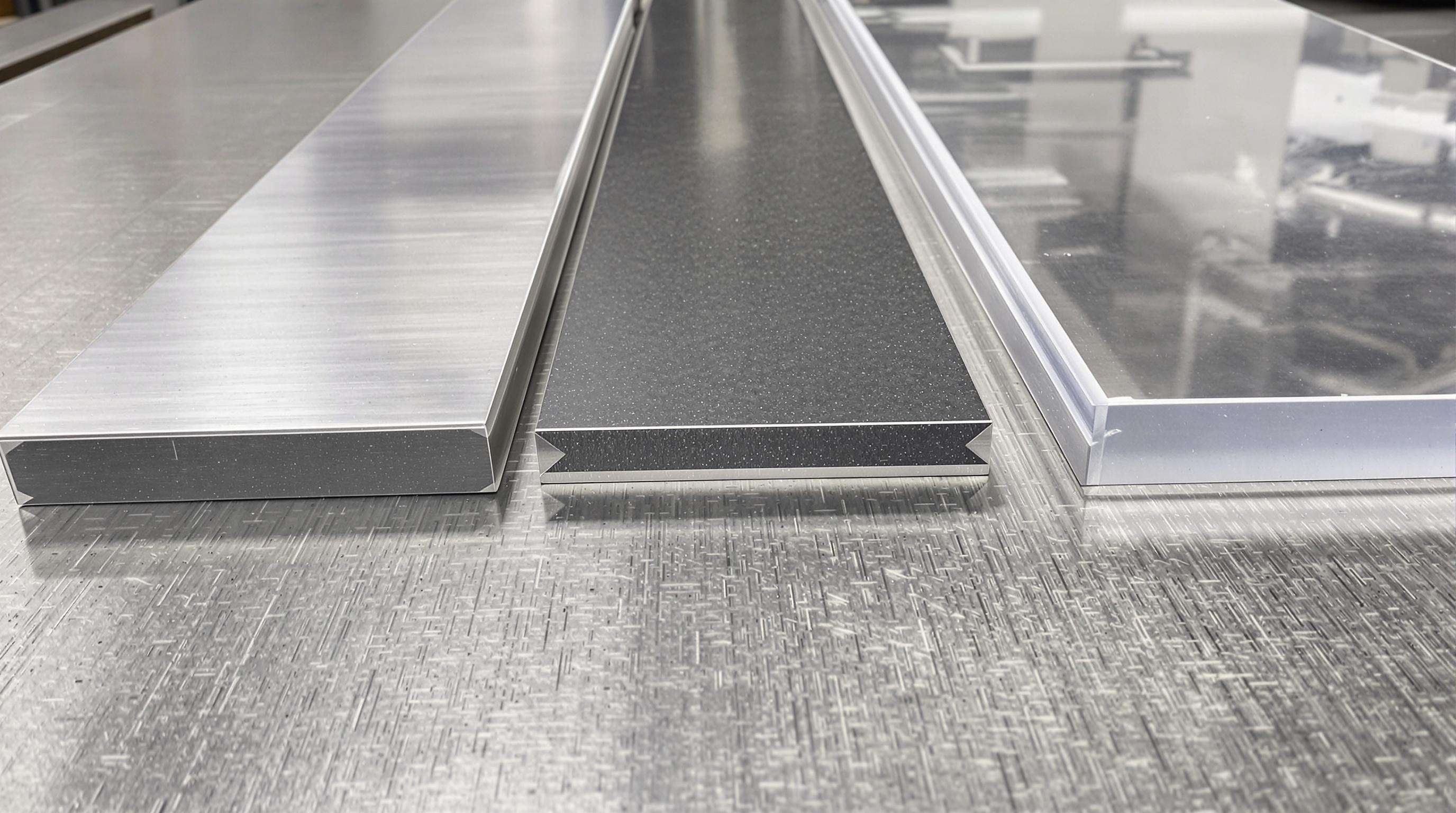 Close-up of stainless steel, carbon fiber, and acrylic sheets displaying different kerf widths