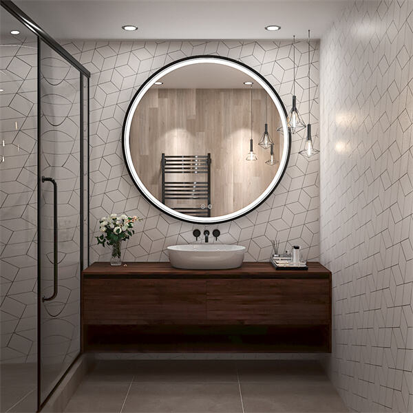 Ukwenziwa ngokutsha kwiBathroom emnyama ye-LED Mirror Design