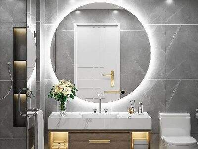 Get ready in style with a backlit circle mirror.