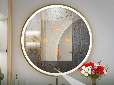 Une touche de luxe : élégant miroir rond à bords dorés