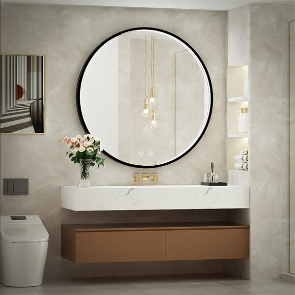 Use of Large bathroom mirror with lights