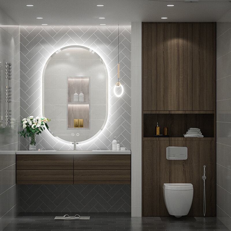 JJGullit bathroom mirror supplier 36 x 24 Inch LED Oval Mirror, Wall Mounted Backlit Beveled Bathroom Mirror, Dimmable Lighted Vanity Mirror with Lights,Anti-Fog,CRI 90+, IP54 Waterproof