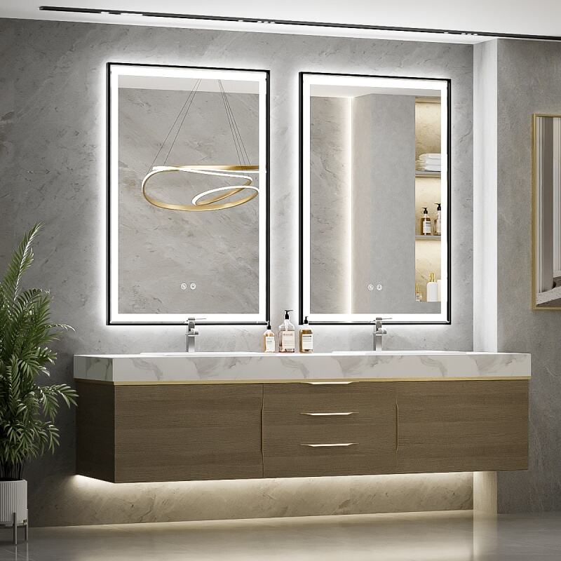 JJGullit bathroom mirror supplier Bathroom LED Mirror, 24x36 Inch Frontlit & Backlit Mirror, Bathroom Vanity Mirror with Lights, French Cleats Wall Mount Anti-Fog Lighted Mirror(Horizon)