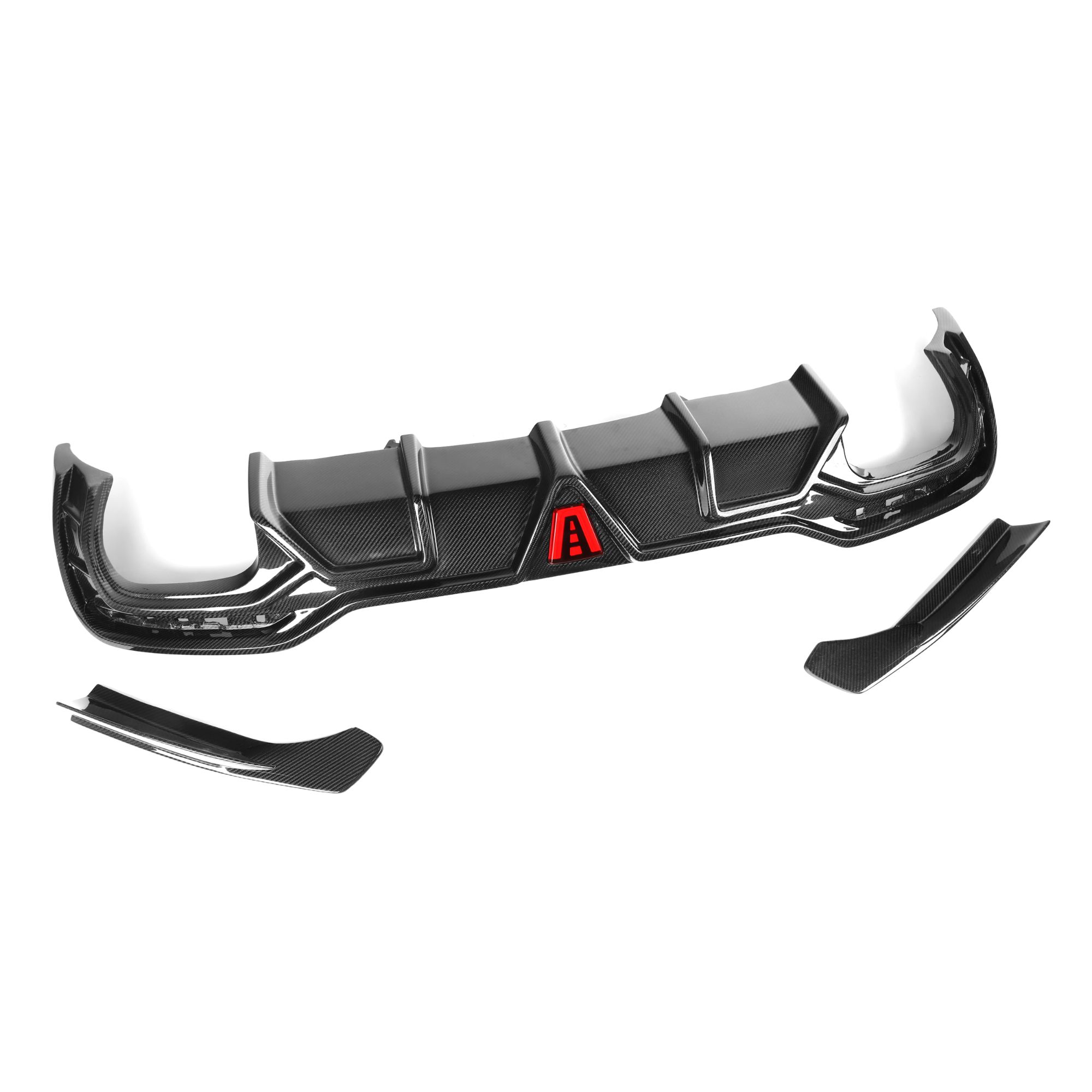 A4 B10 Carbon fiber rear diffuser Fit for Audi A4 Non Sport line 2021+ VE Style with LED light rear bumper diffuser lip