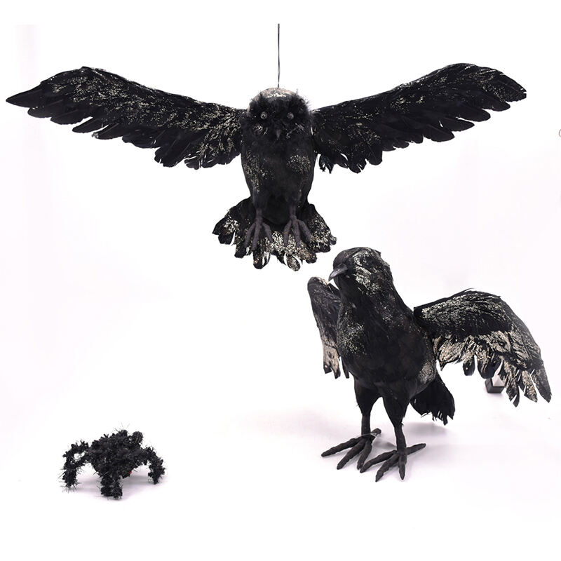 Halloween Natural Sisal Handmade  Black Crow