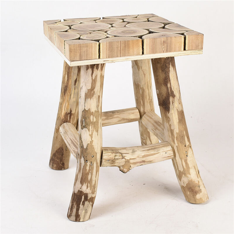 Natural Wood Stool Plant Stand