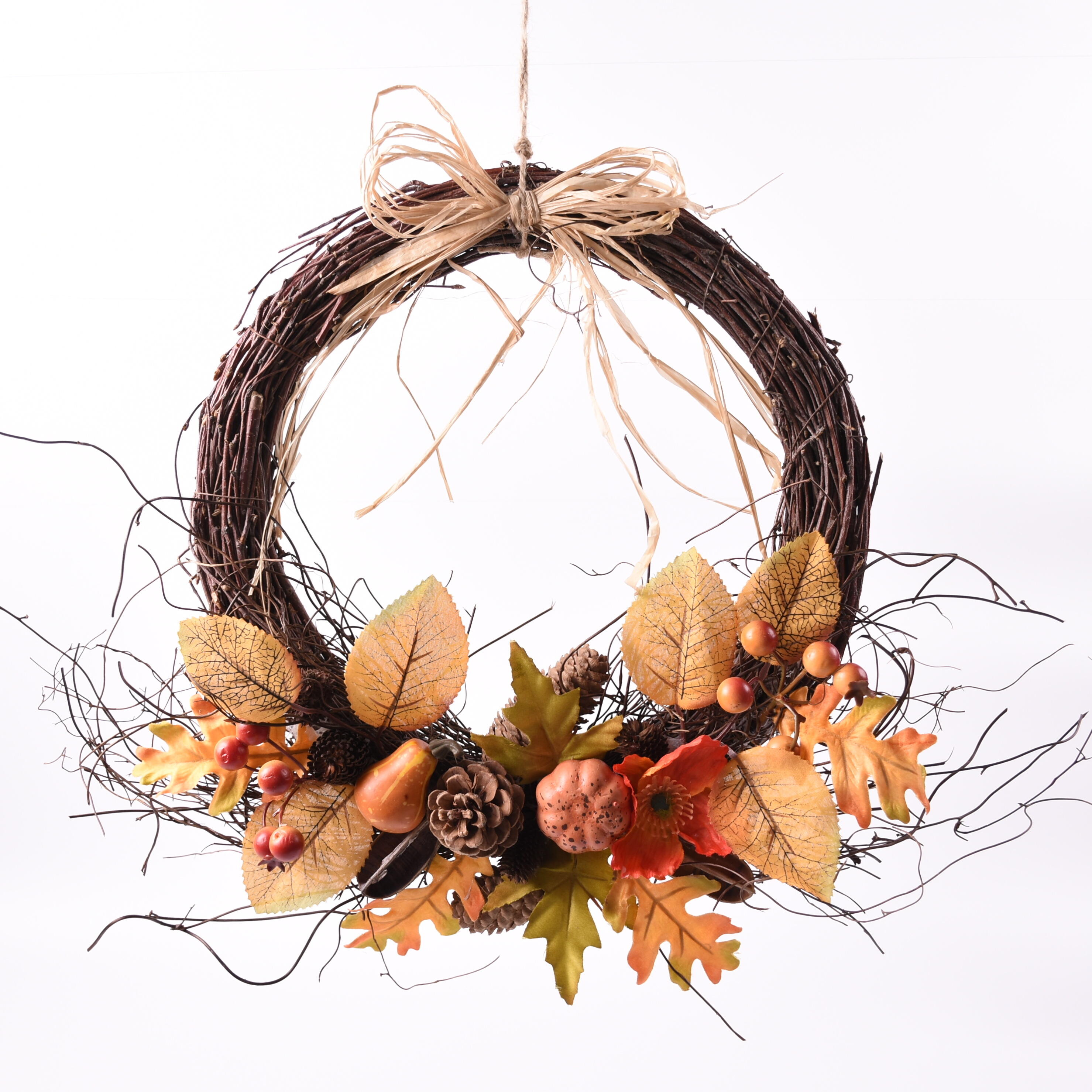 Decorative Autumn Half Wreath For Front Door