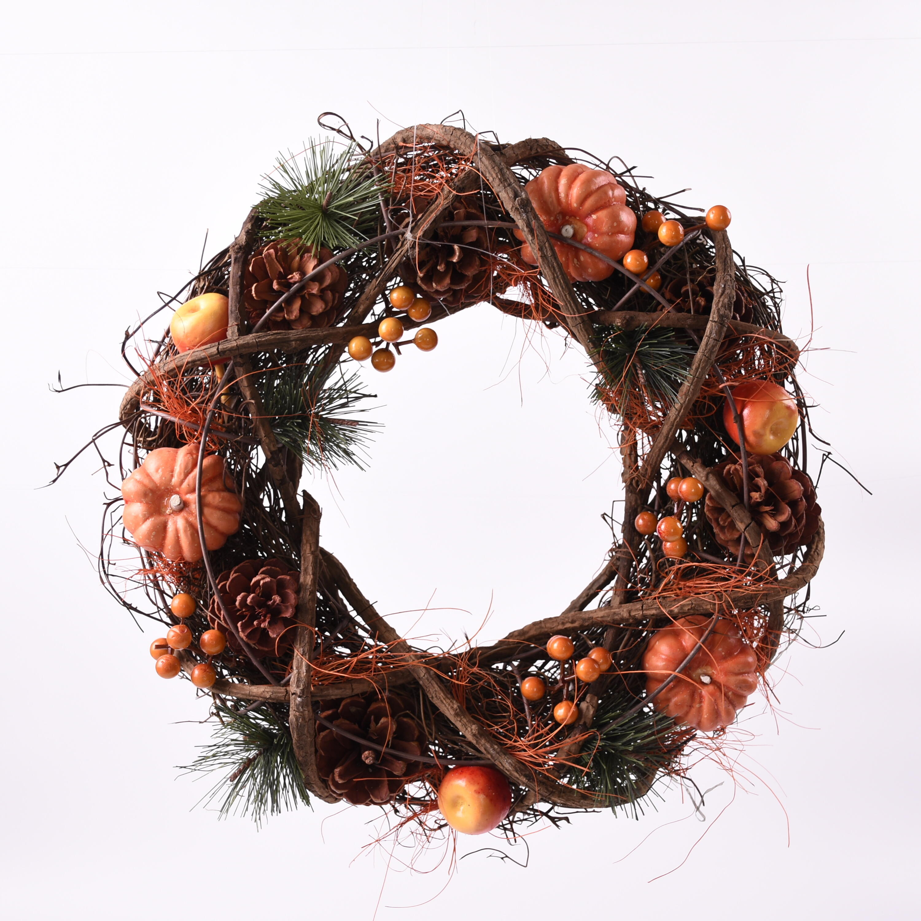 Natural Rattan Pinecone Wreath Decoration