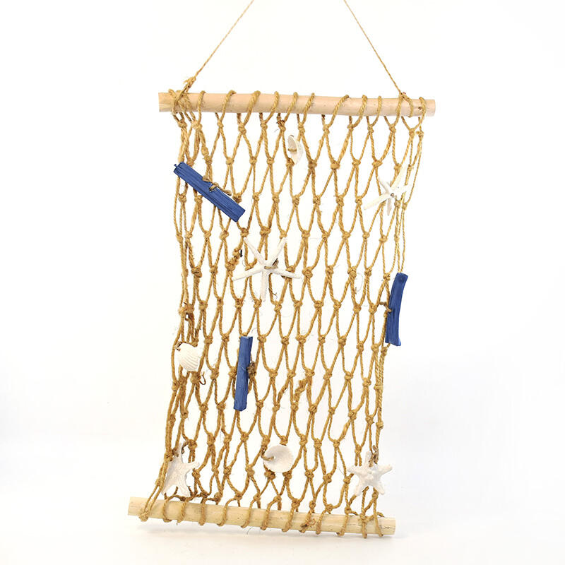 Mediterranean Style Natural Wood and Jute Fishing Net