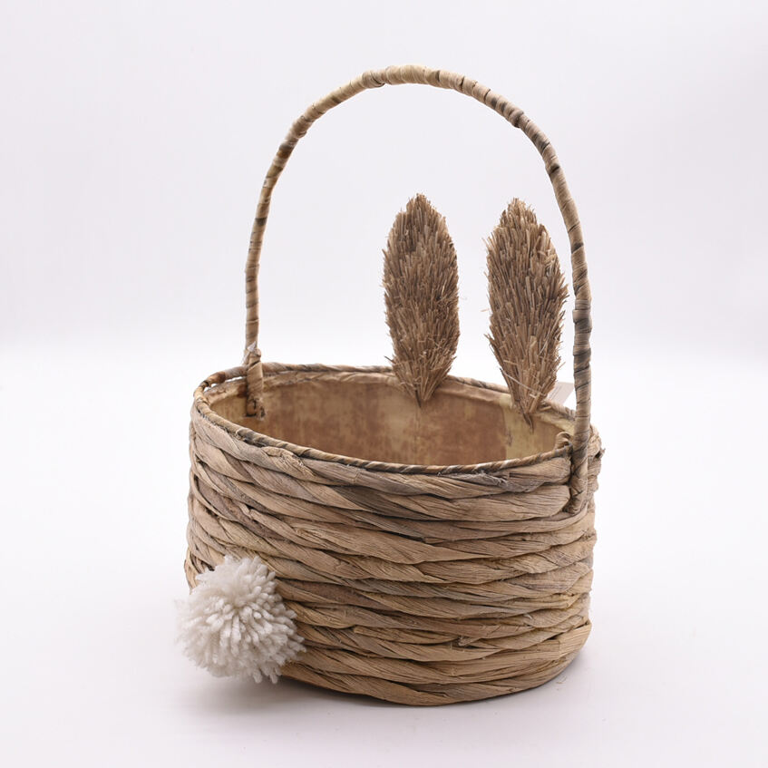 Natual Easter Basket With Rabbit Ears