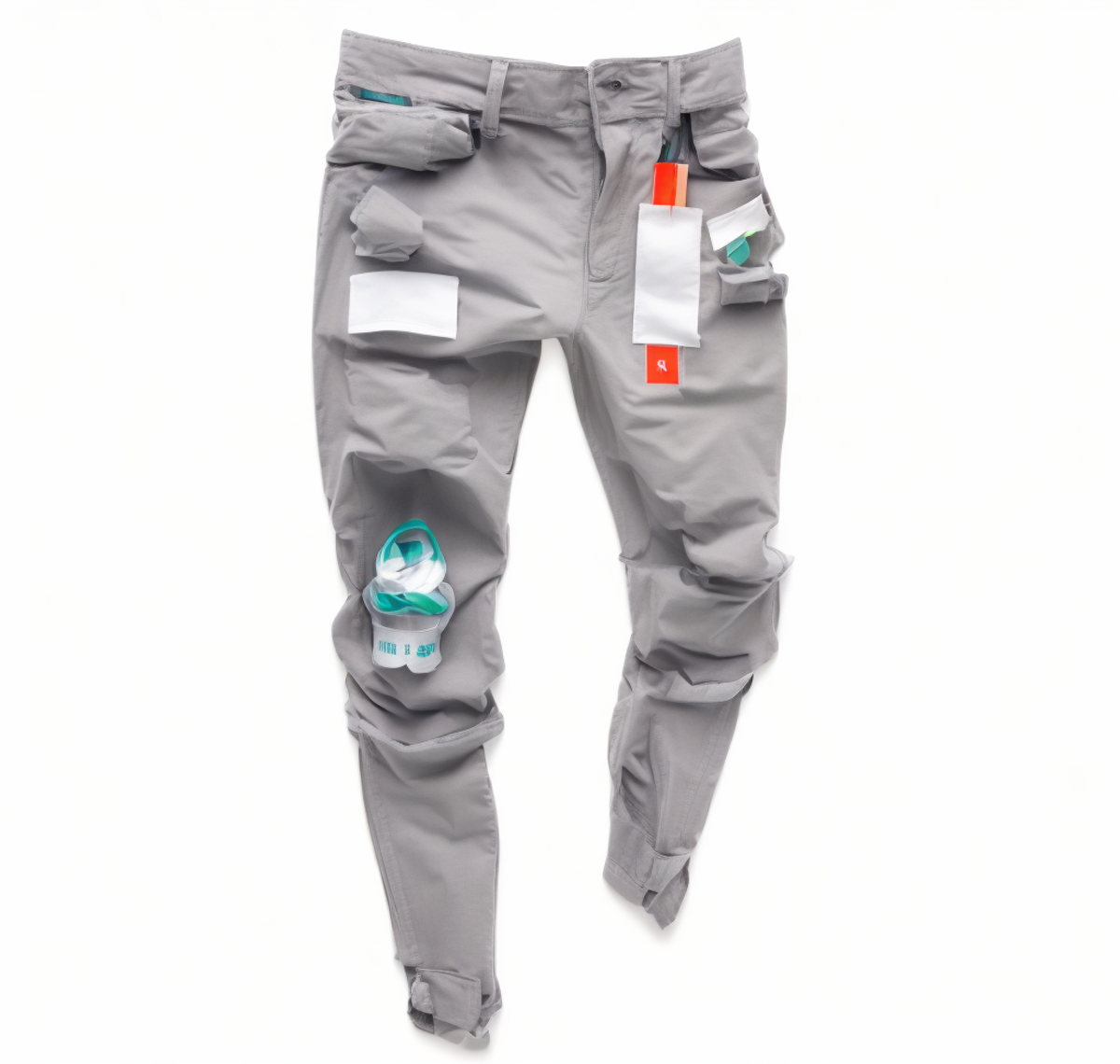 Italy Style Men's Distressed Art Patches Badge Pants details
